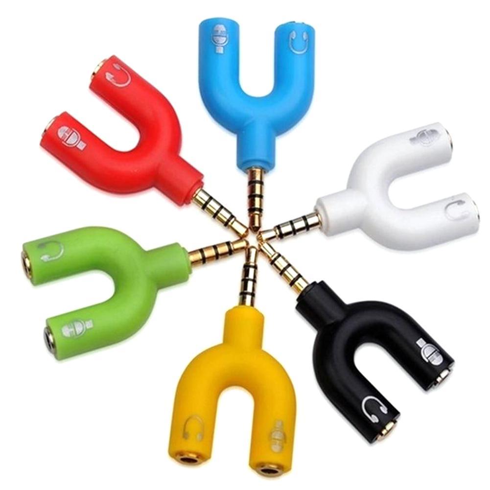 1PC Dual 3.5MM U Type Adapter  - Earphone Splitter Jack บทวิจารณ์และราคา