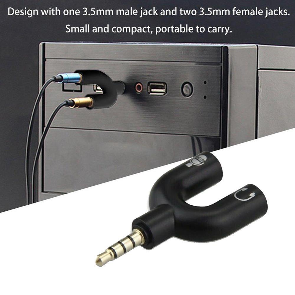 1PC Dual 3.5MM U Type Adapter  - Earphone Splitter Jack บทวิจารณ์และราคา