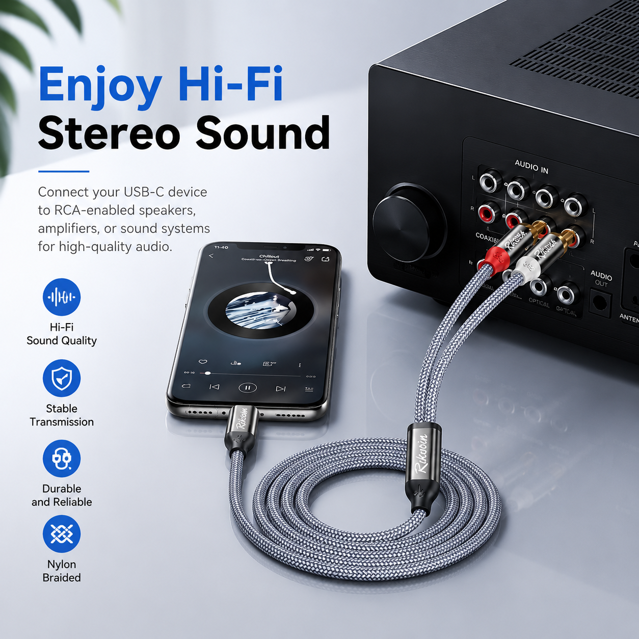 Riksoin USB C to RCA Audio Cab - Audio Splitter Y บทวิจารณ์และราคา