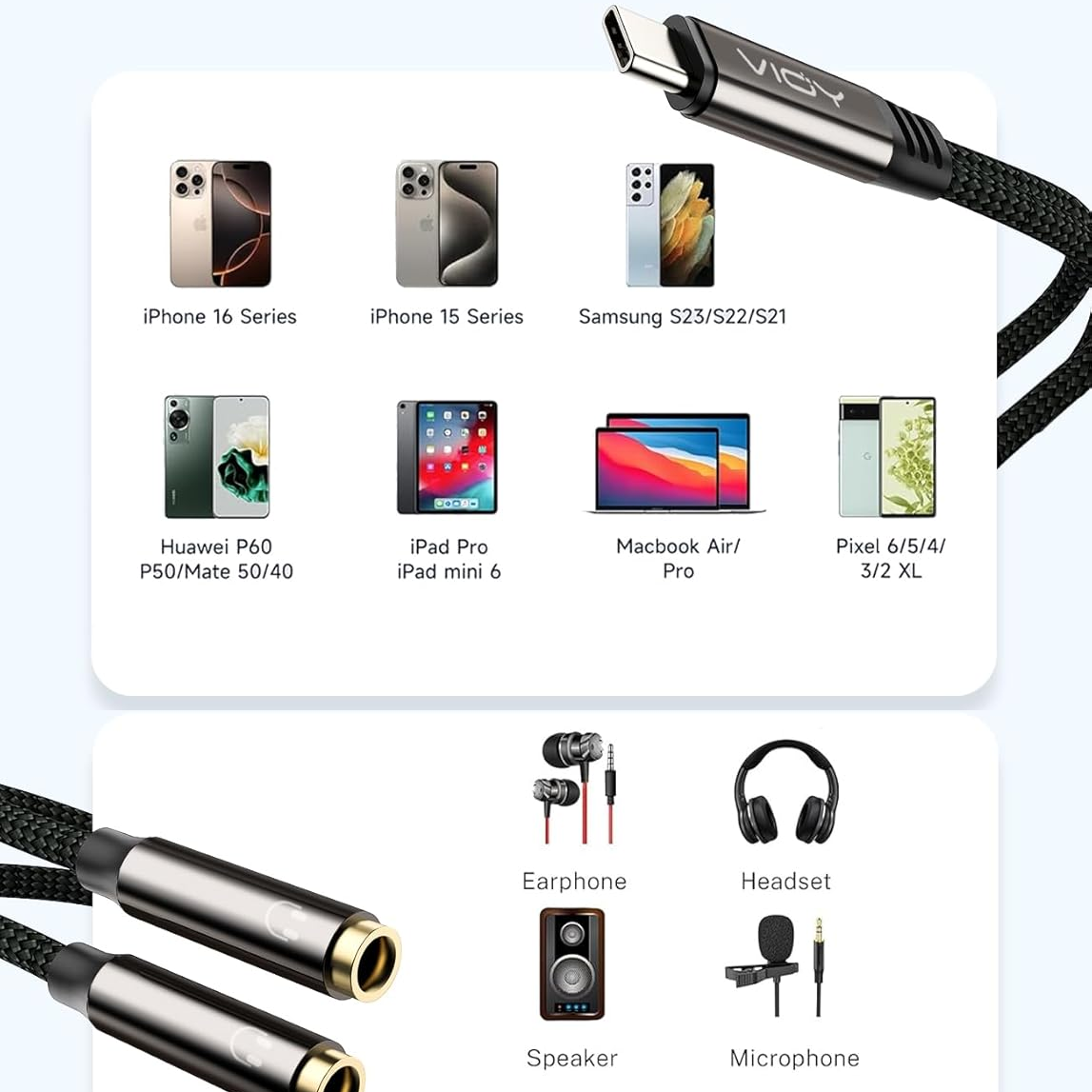 USB C To Dual 3.5mm Female Hea - Earphone Splitter Jack บทวิจารณ์และราคา